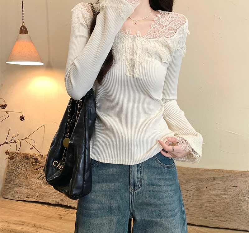 Pinched waist bottoming tops slim T-shirt for women