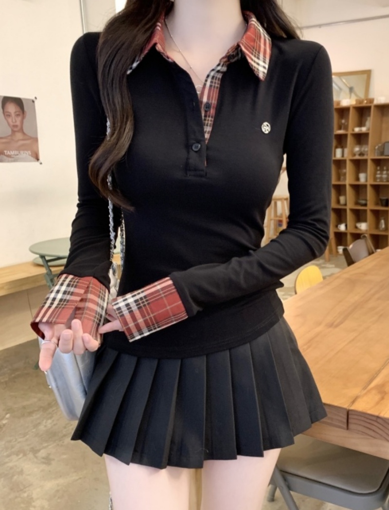 Inside the ride bottoming shirt splice T-shirt for women