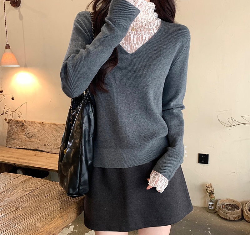 Long sleeve sweater temperament tops for women