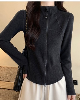 Winter double zip tops long sleeve bottoming shirt for women