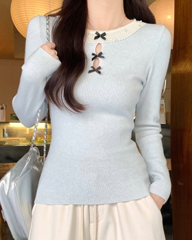 Inside the ride splice sweater bottoming round neck tops