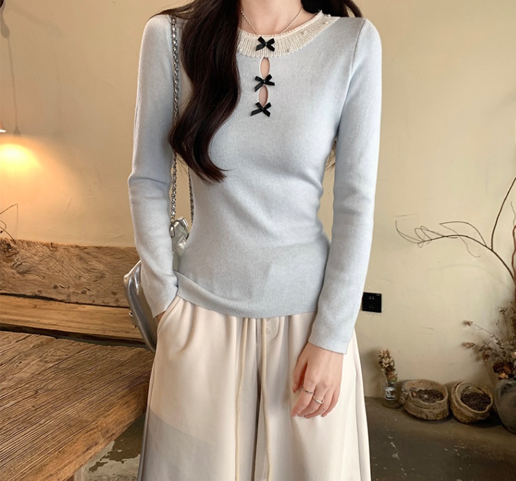 Inside the ride splice sweater bottoming round neck tops