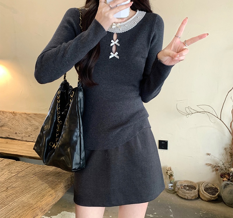 Inside the ride splice sweater bottoming round neck tops