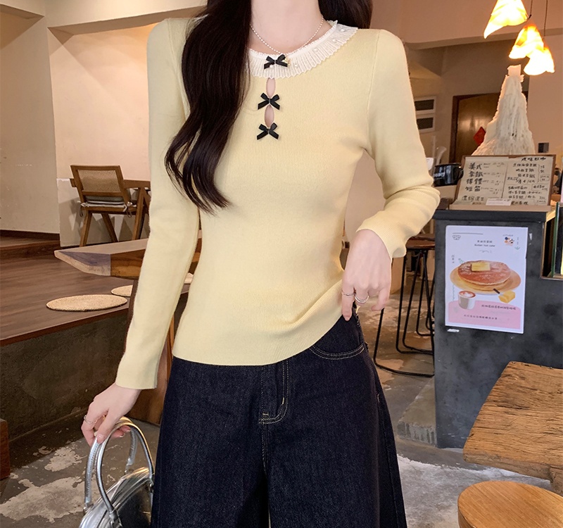 Inside the ride splice sweater bottoming round neck tops