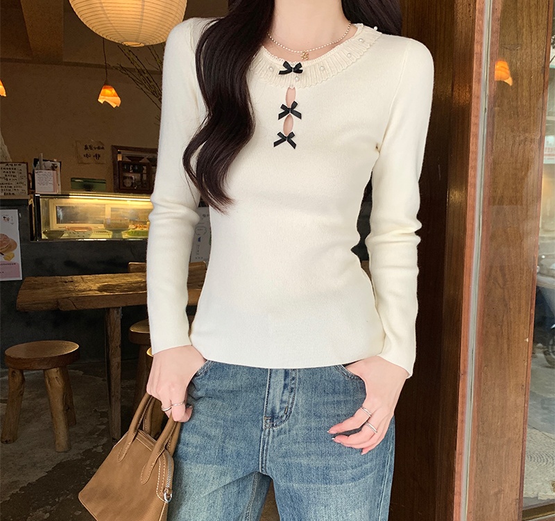 Inside the ride splice sweater bottoming round neck tops