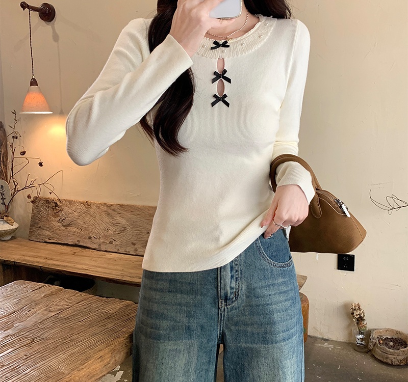 Inside the ride splice sweater bottoming round neck tops