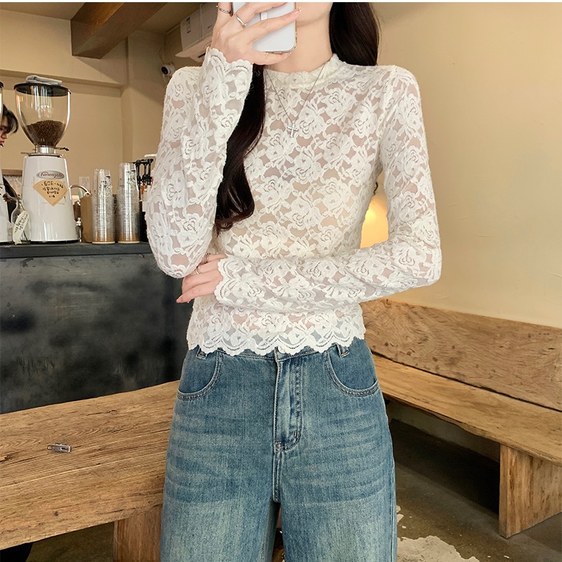 France style winter bottoming shirt small tops for women