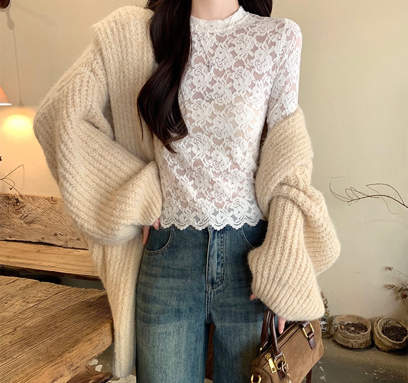 France style winter bottoming shirt small tops for women