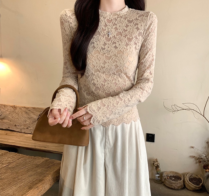 France style winter bottoming shirt small tops for women