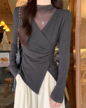 Winter unique gauze tops long sleeve niche T-shirt