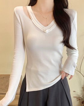 V-neck thin bottoming shirt spicegirl T-shirt for women