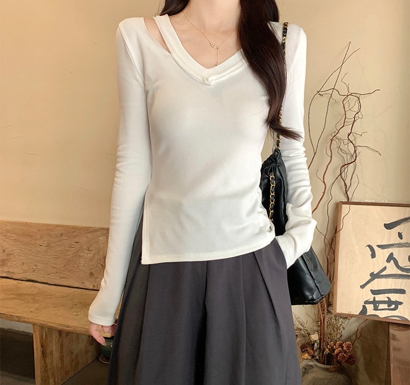 V-neck thin bottoming shirt spicegirl T-shirt for women