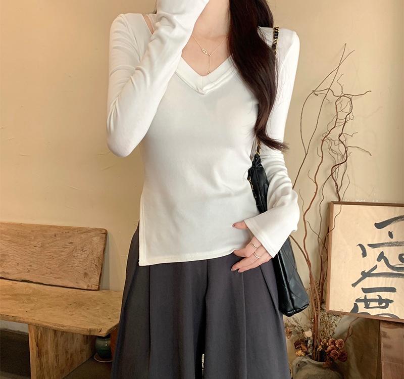 V-neck thin bottoming shirt spicegirl T-shirt for women
