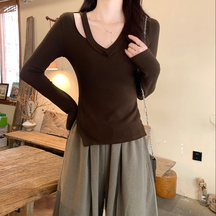 V-neck thin bottoming shirt spicegirl T-shirt for women