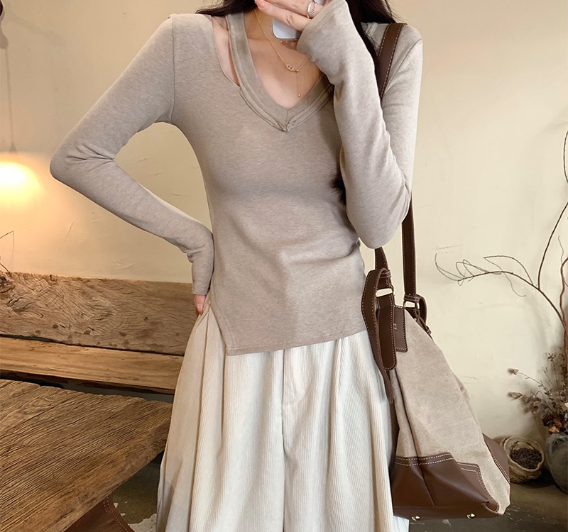 V-neck thin bottoming shirt spicegirl T-shirt for women