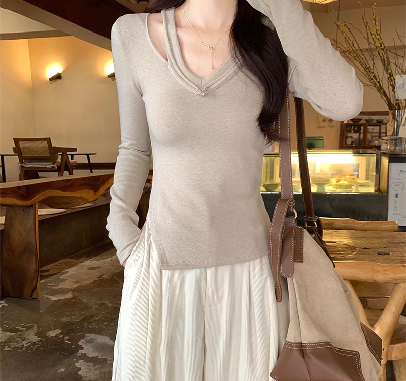 V-neck thin bottoming shirt spicegirl T-shirt for women