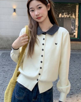 Knitted heart show young coat winter Casual cardigan