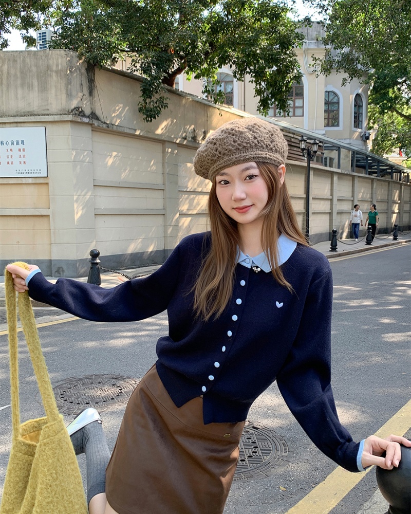 Knitted heart show young coat winter Casual cardigan