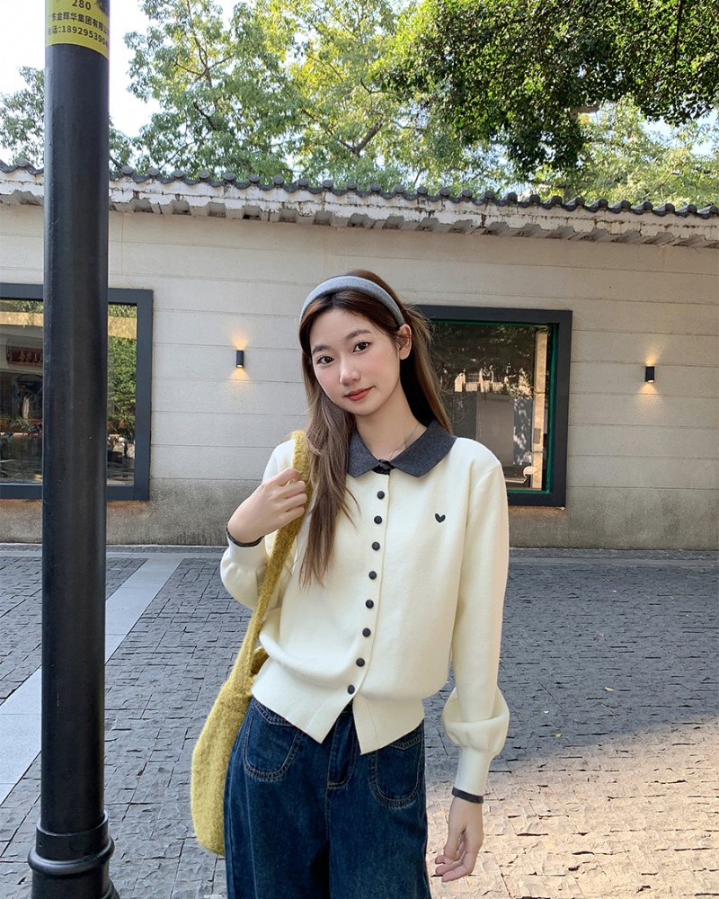 Knitted heart show young coat winter Casual cardigan