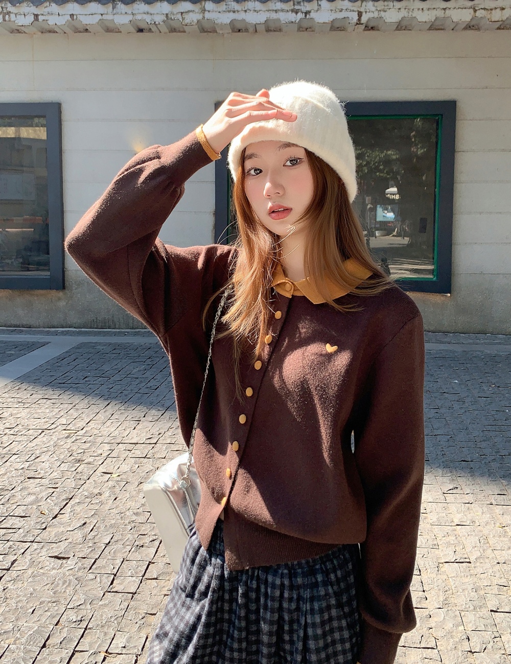 Knitted heart show young coat winter Casual cardigan