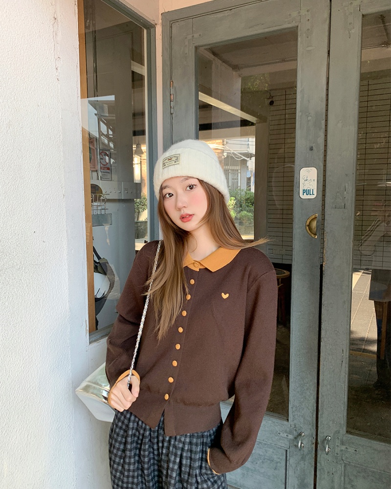 Knitted heart show young coat winter Casual cardigan