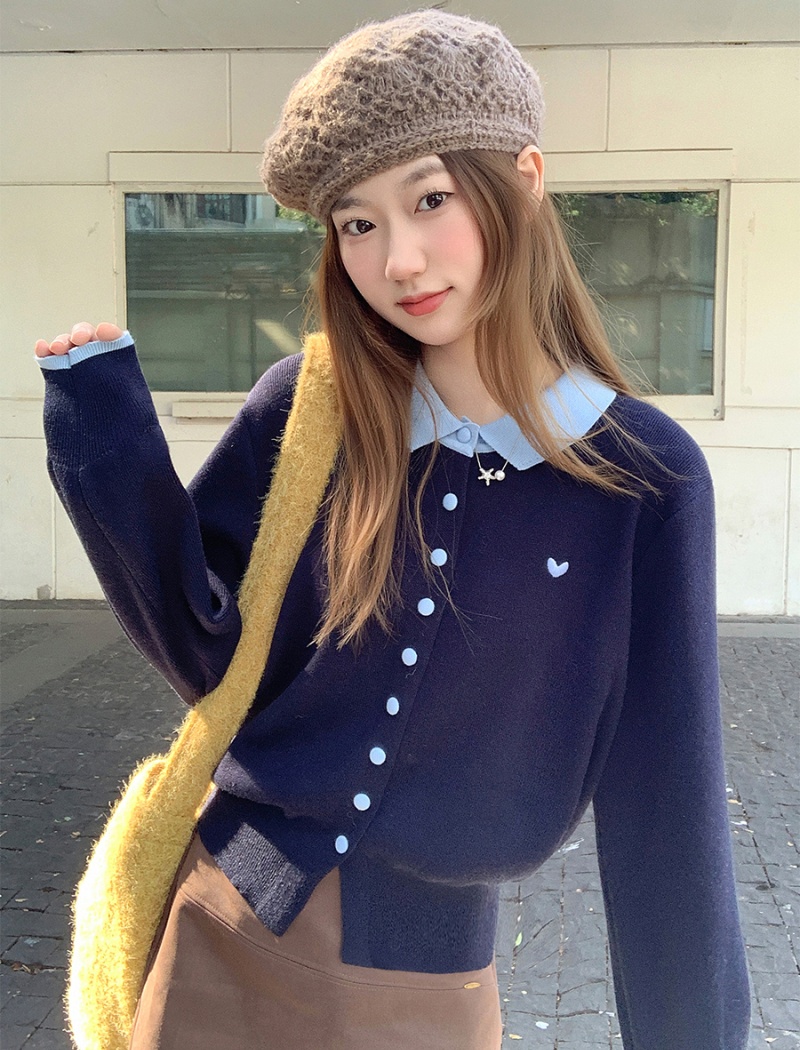 Knitted heart show young coat winter Casual cardigan
