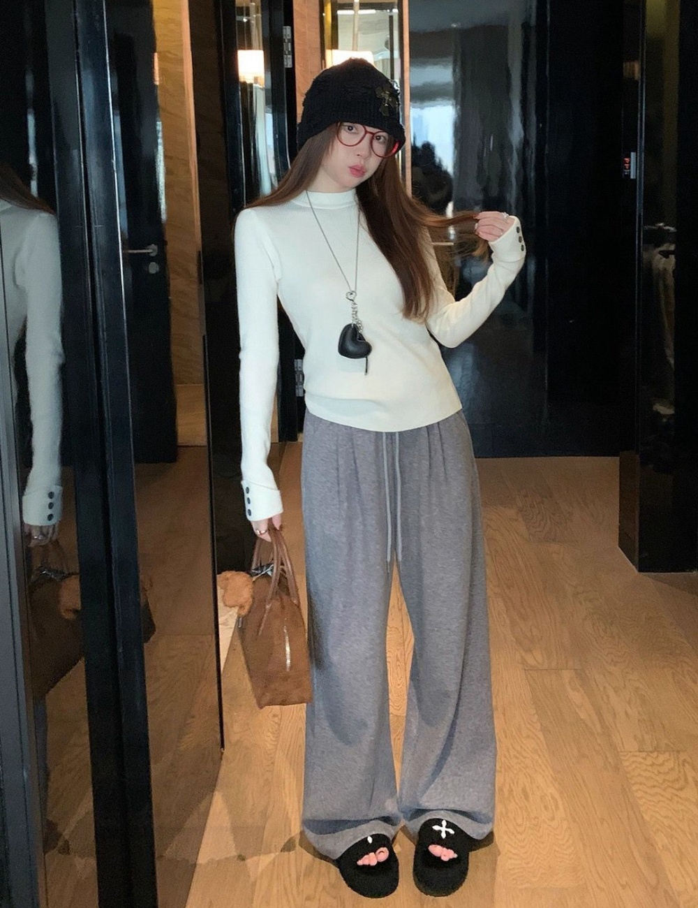 Autumn and winter sweater half high collar tops for women