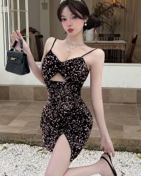 Package hip sling elasticity low-cut tight dress