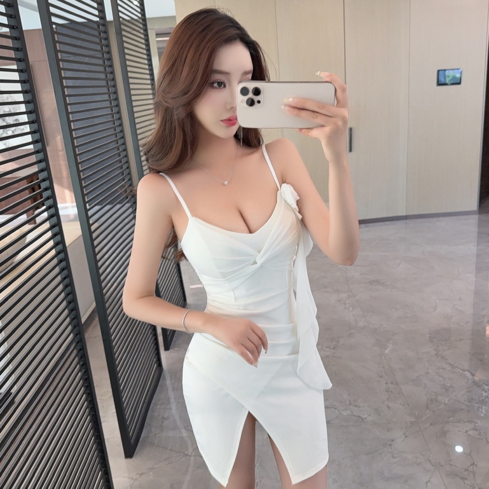 Bottoming short sling splice flowers package hip sexy dress