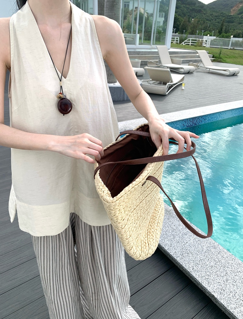 Casual France style vest vacation wide leg pants 2pcs set