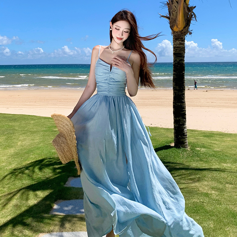 Vacation seaside sexy dress bandage slim long dress