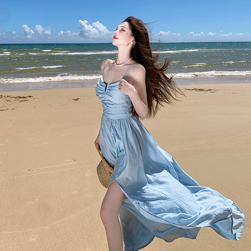 Vacation seaside sexy dress bandage slim long dress