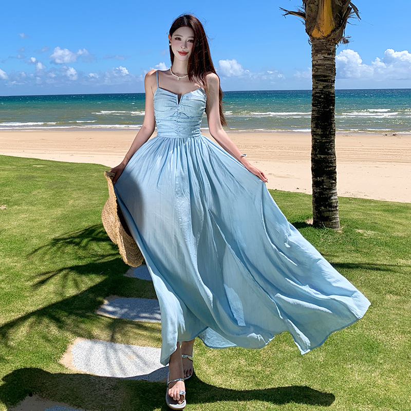 Vacation seaside sexy dress bandage slim long dress