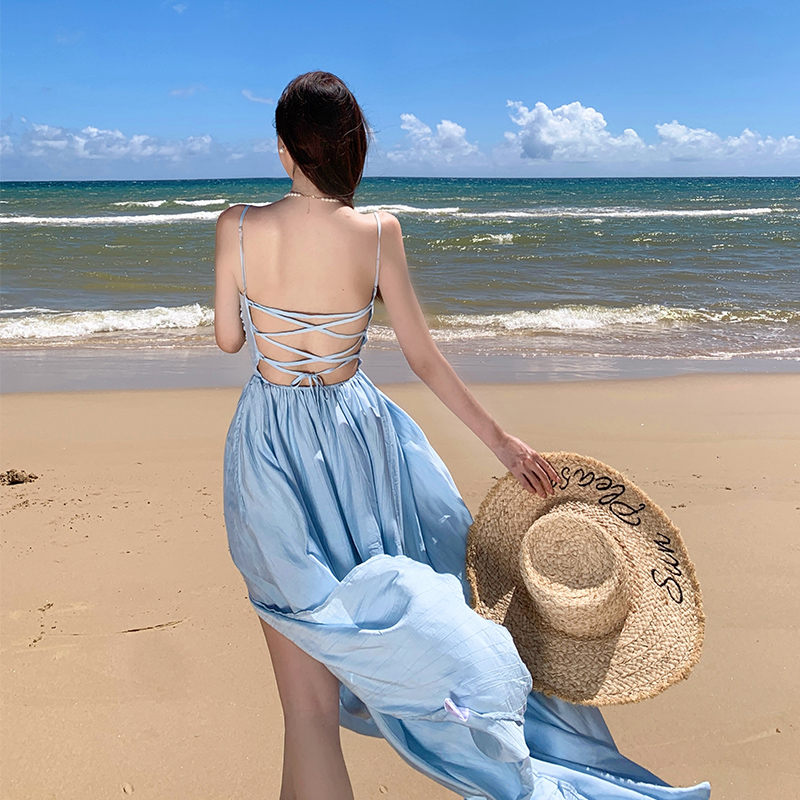 Vacation seaside sexy dress bandage slim long dress