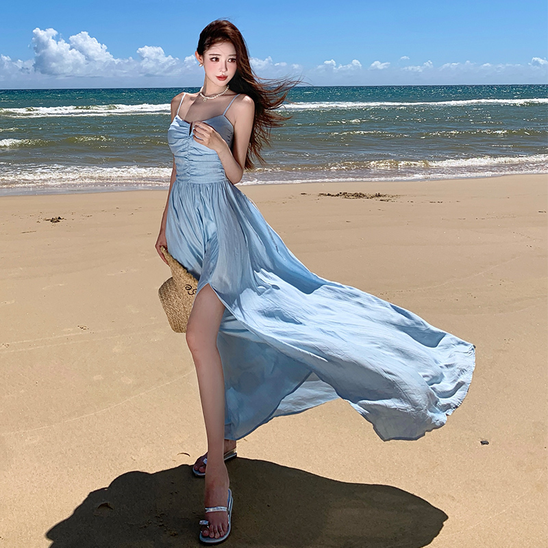 Vacation seaside sexy dress bandage slim long dress