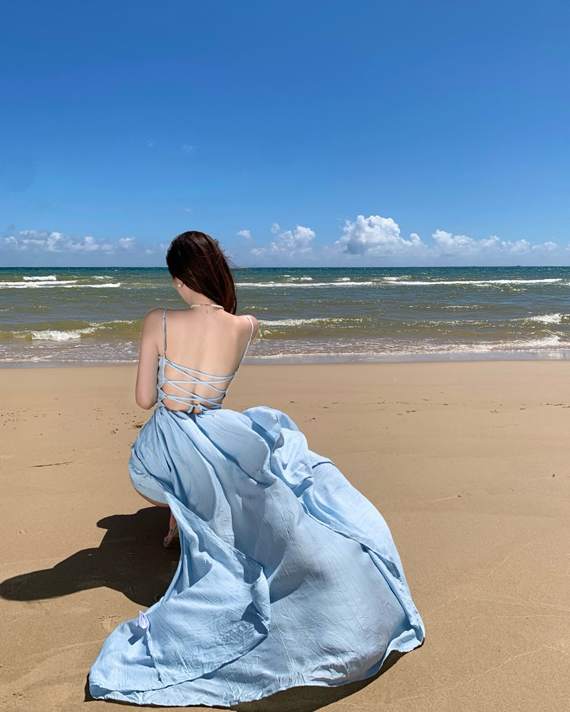 Vacation seaside sexy dress bandage slim long dress
