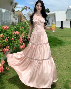 Frenum summer long dress sling splice dress for women