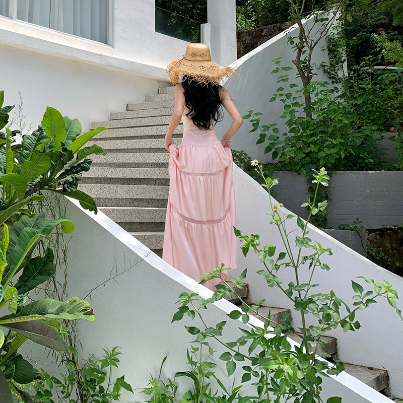 Frenum summer long dress sling splice dress for women