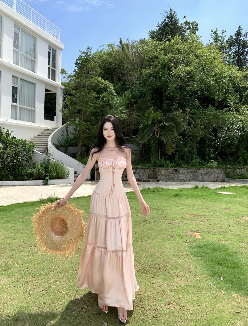 Frenum summer long dress sling splice dress for women