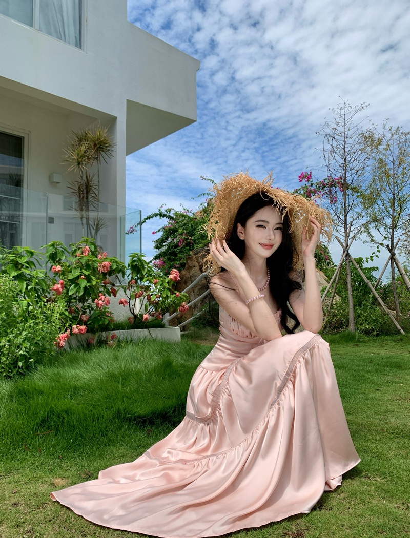 Frenum summer long dress sling splice dress for women