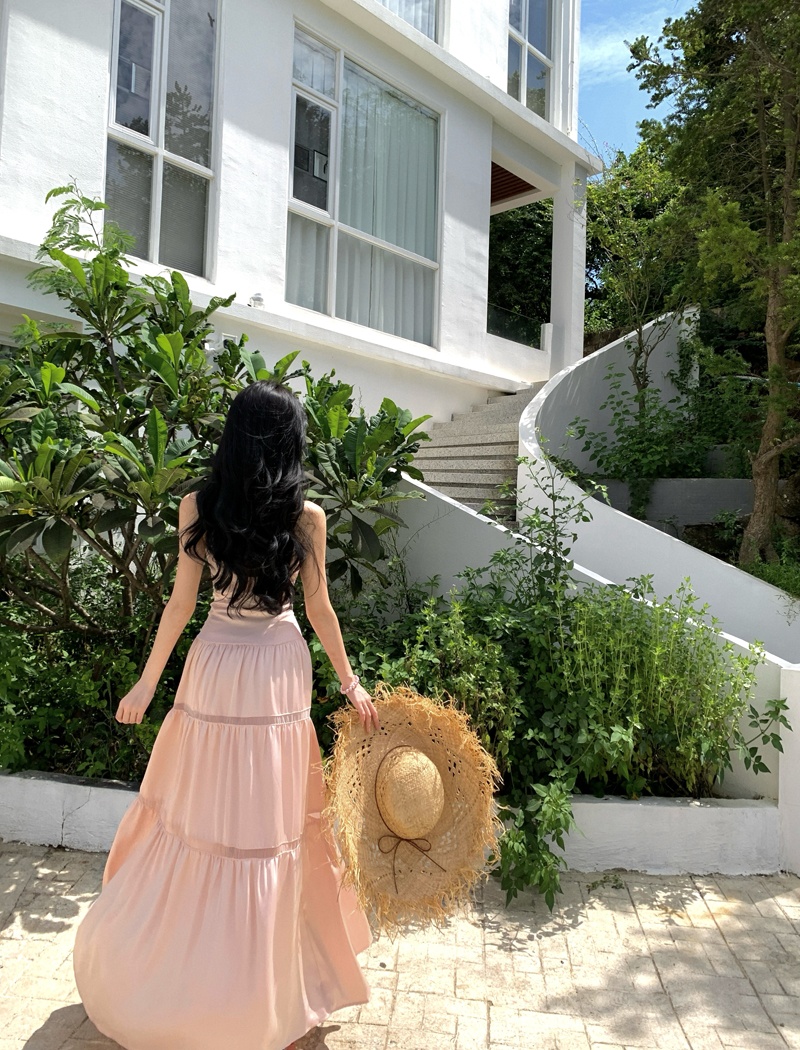 Frenum summer long dress sling splice dress for women