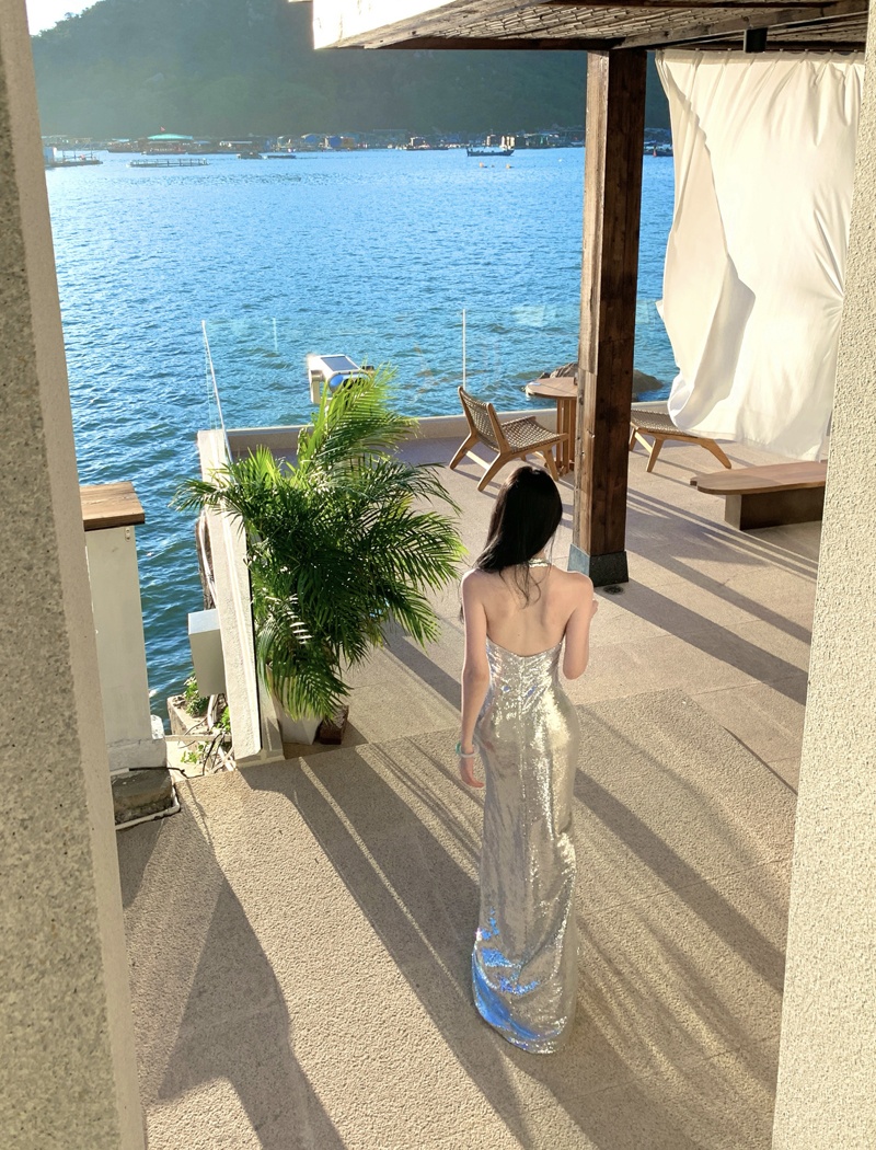 Wedding halter dress light luxury evening dress