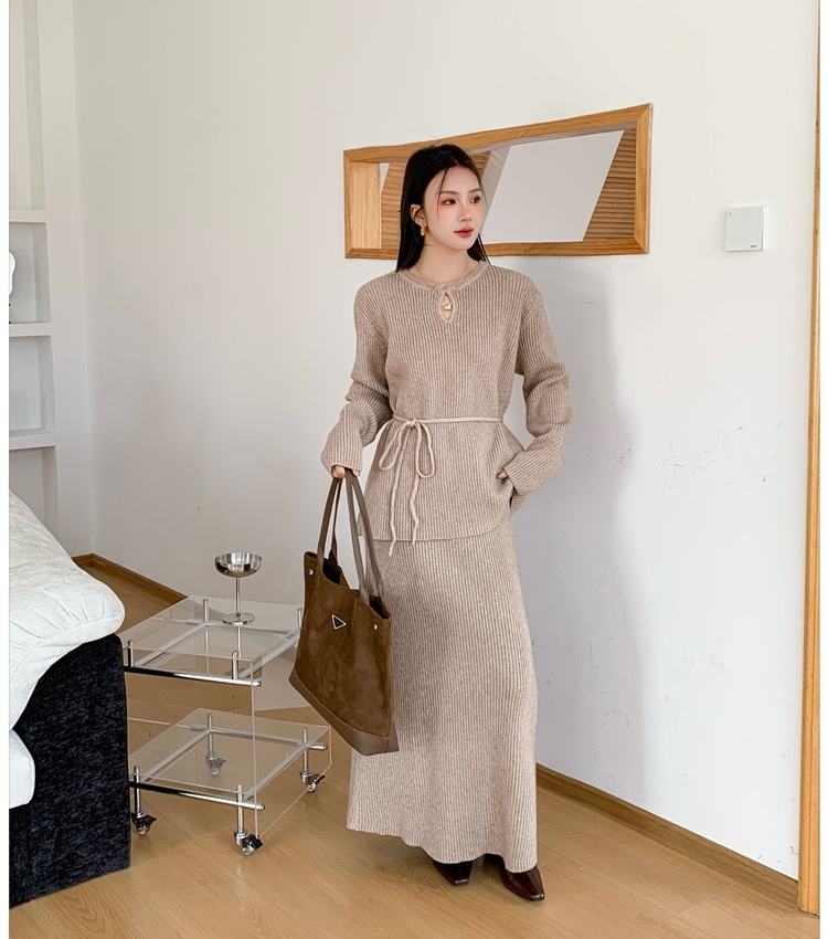 Bottoming lazy tops thick temperament sweater a set