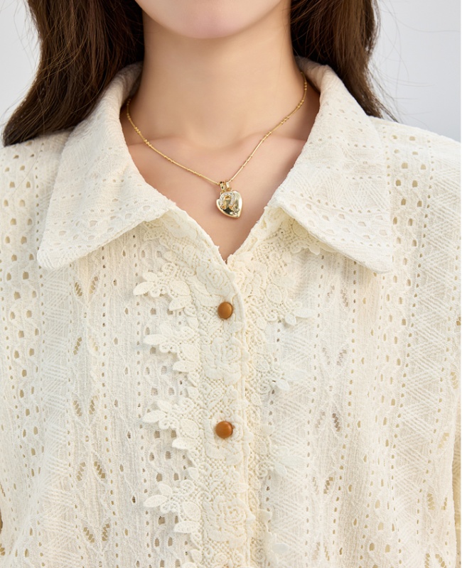 Retro sweet tops hollow shirt for women