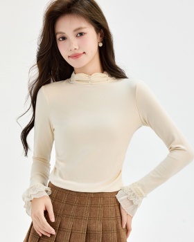 Long sleeve knitted bottoming shirt sueding T-shirt