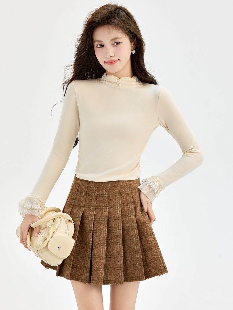 Long sleeve knitted bottoming shirt sueding T-shirt