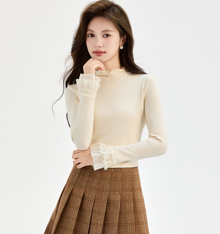 Long sleeve knitted bottoming shirt sueding T-shirt