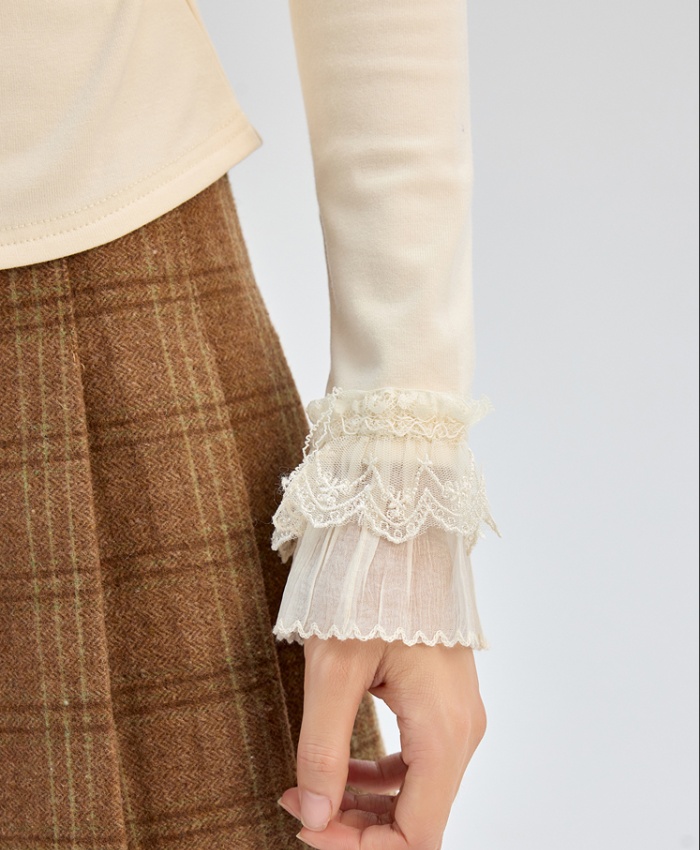 Long sleeve knitted bottoming shirt sueding T-shirt