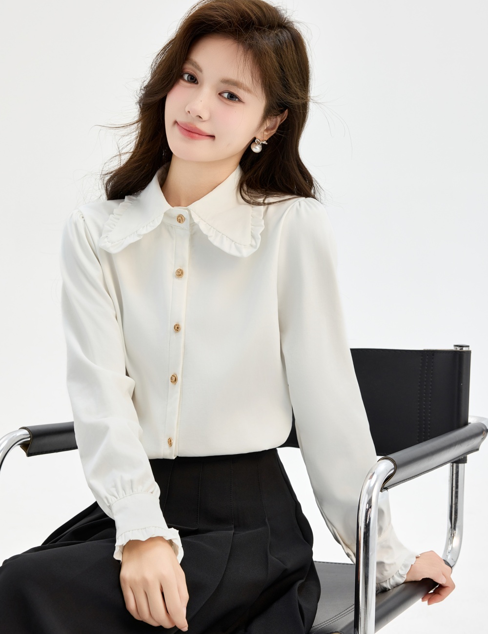 Plus velvet commuting tops Western style shirt