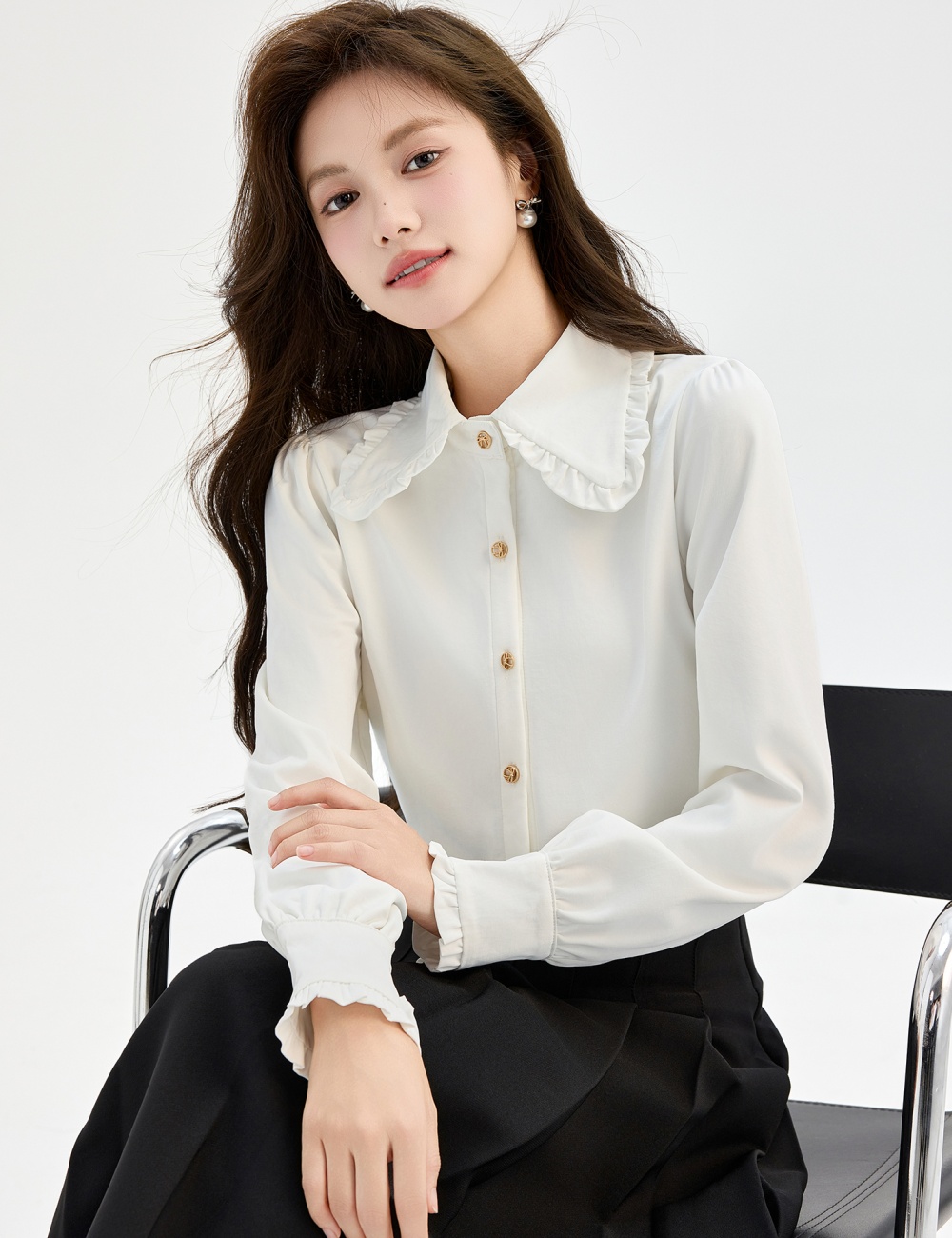 Plus velvet commuting tops Western style shirt